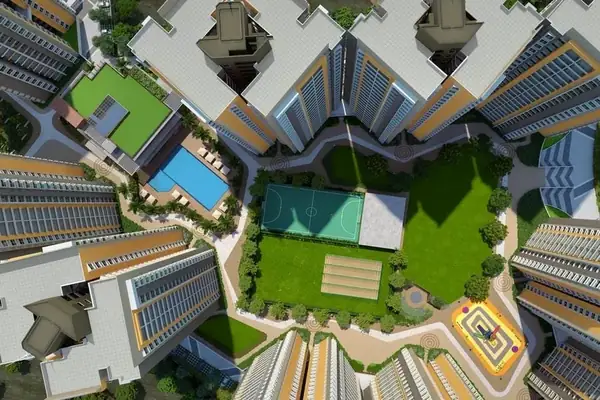 Park Titan aerial podium with sports courts and pool